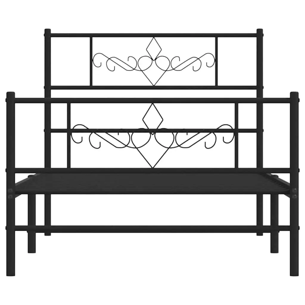 Metal Bed Frame Powder-coated Steel 107x203 cm Black