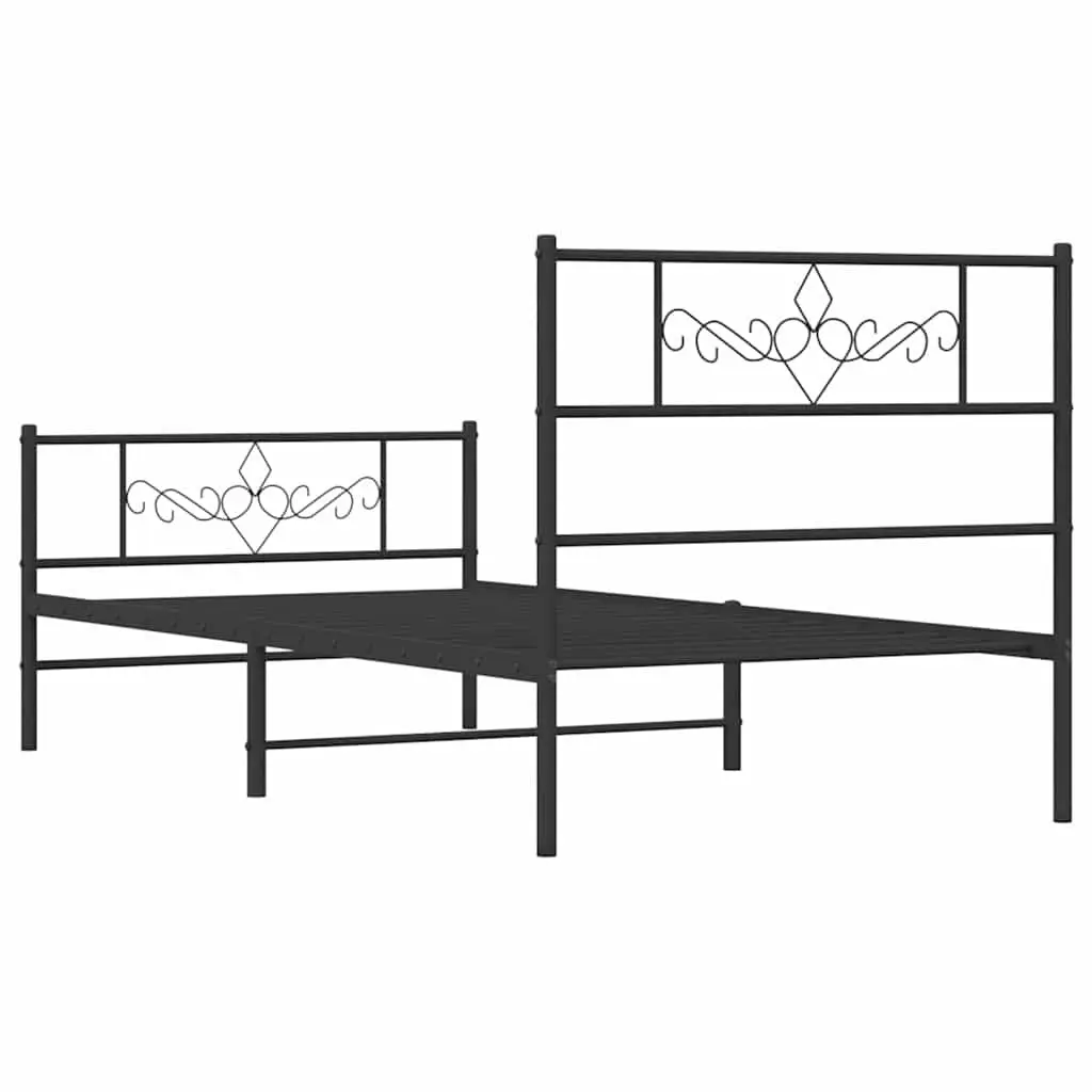 Metal Bed Frame Powder-coated Steel 107x203 cm Black
