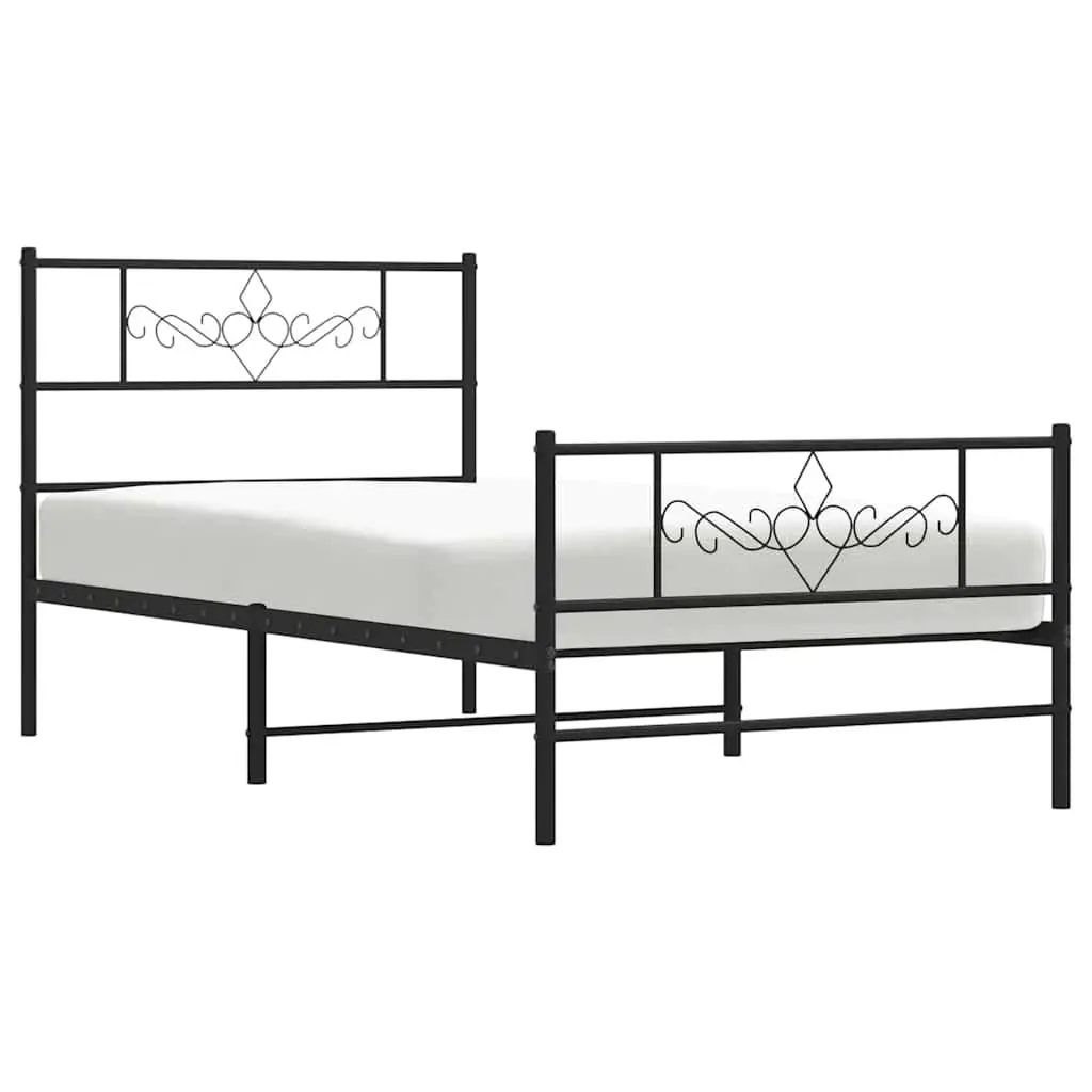 Metal Bed Frame Powder-coated Steel 107x203 cm Black