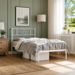 Elegant King Single Metal Bed Frame 107x203cm White