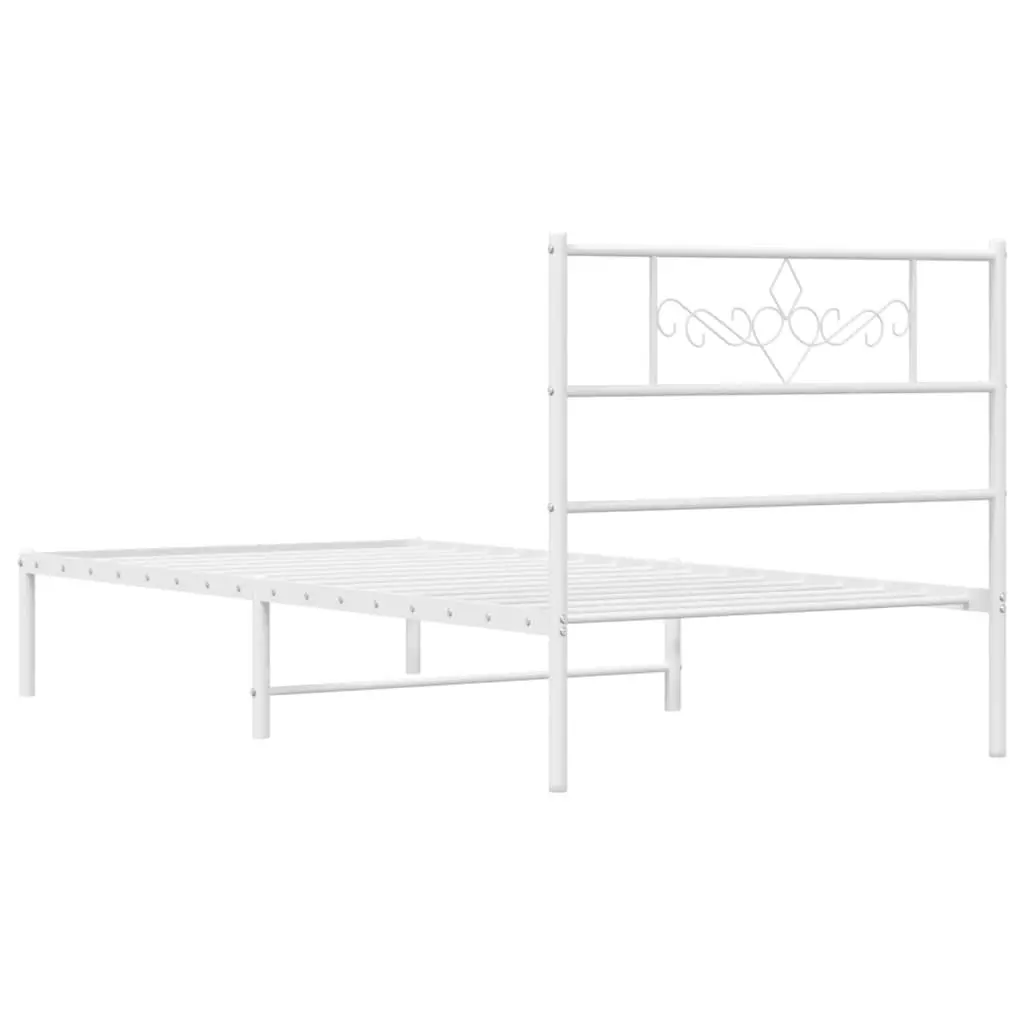 King Single Metal Bed Frame 107x203cm White