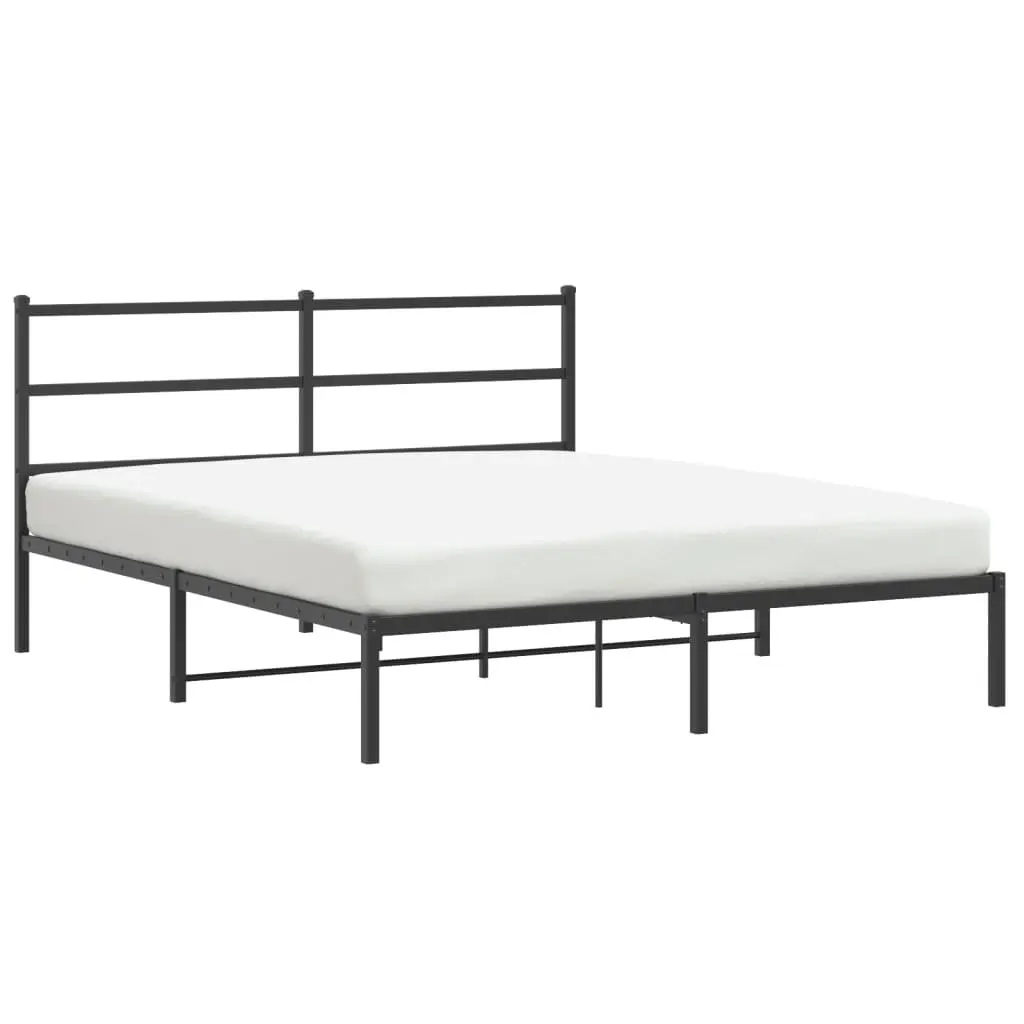 Metal Bed Frame Powder-coated Steel 150x200 cm Black