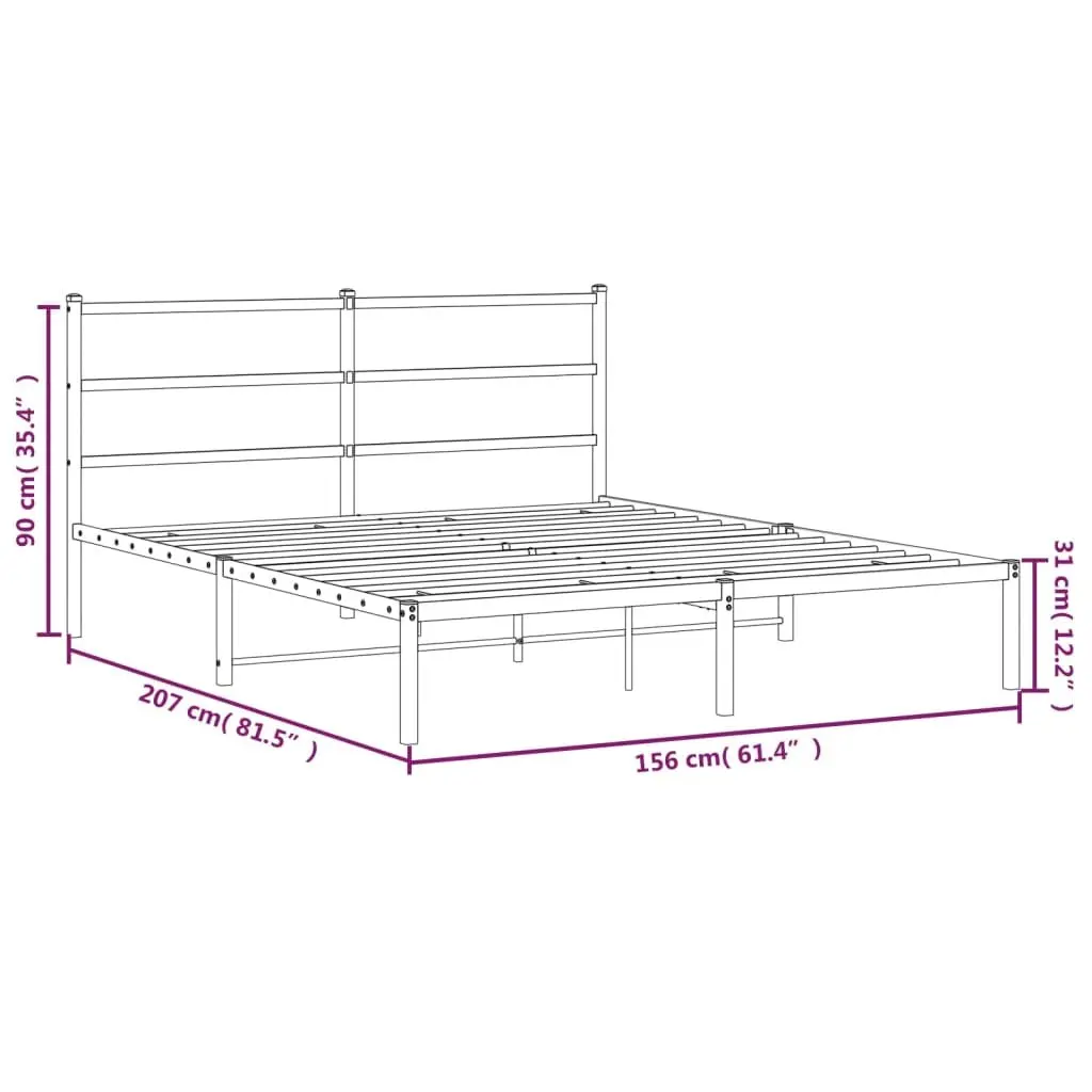 Metal Bed Frame Powder-coated Steel 150x200 cm Black