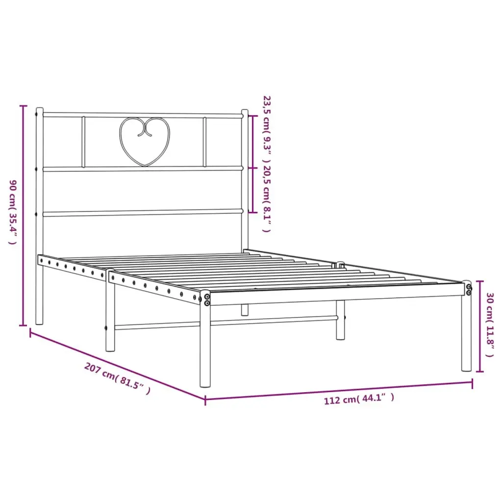 Black Metal Bed Frame King Single 107x203 cm