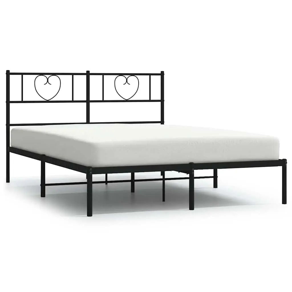 Black Metal Bed Frame 150x200 cm with Headboard