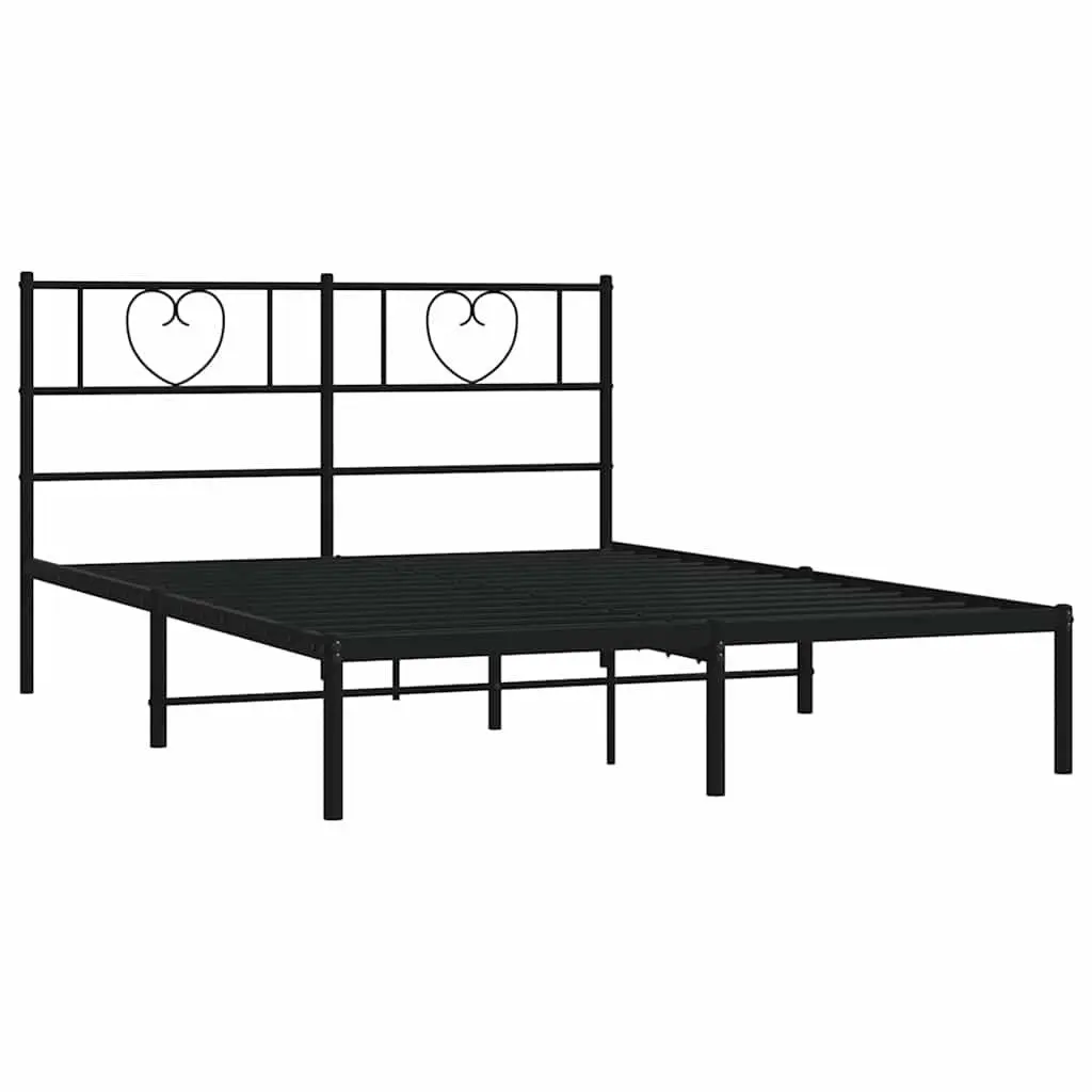 Black Metal Bed Frame 150x200 cm with Headboard