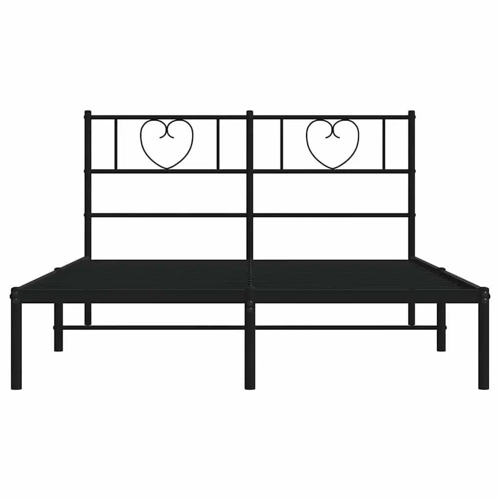 Black Metal Bed Frame 150x200 cm with Headboard