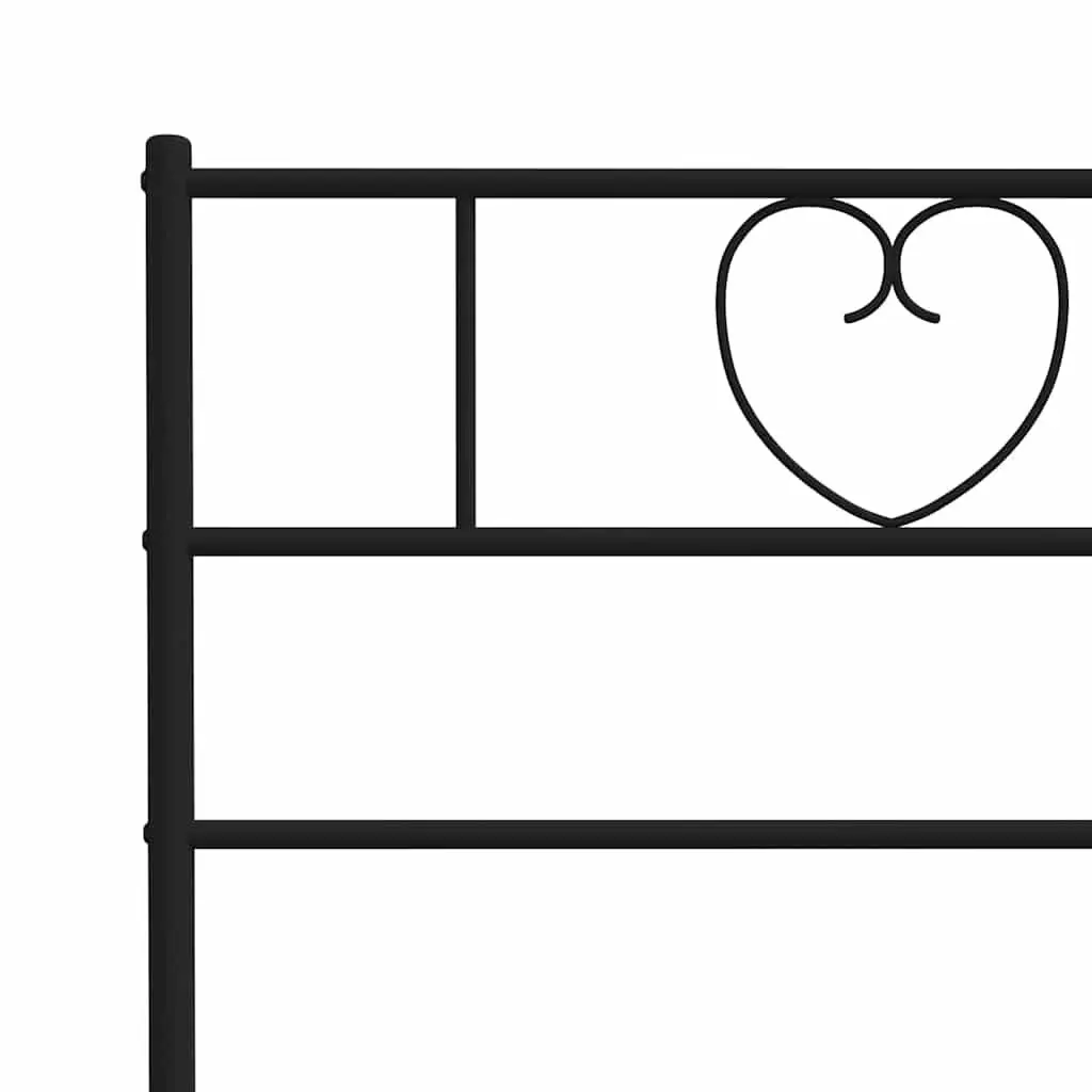 Black Metal Bed Frame 150x200 cm with Headboard