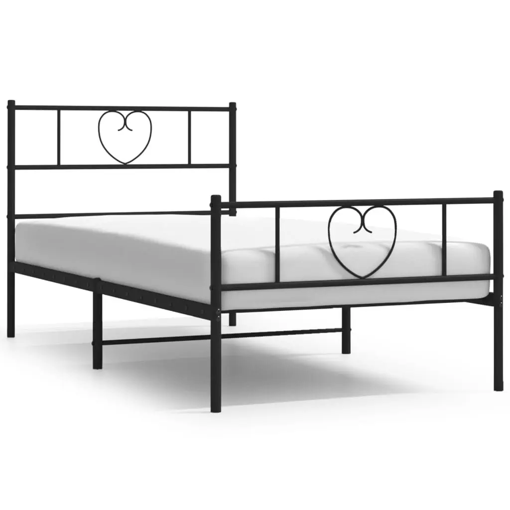 Metal Bed Frame Powder-coated Steel 107x203 cm Black