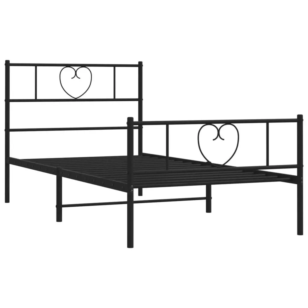 Metal Bed Frame Powder-coated Steel 107x203 cm Black