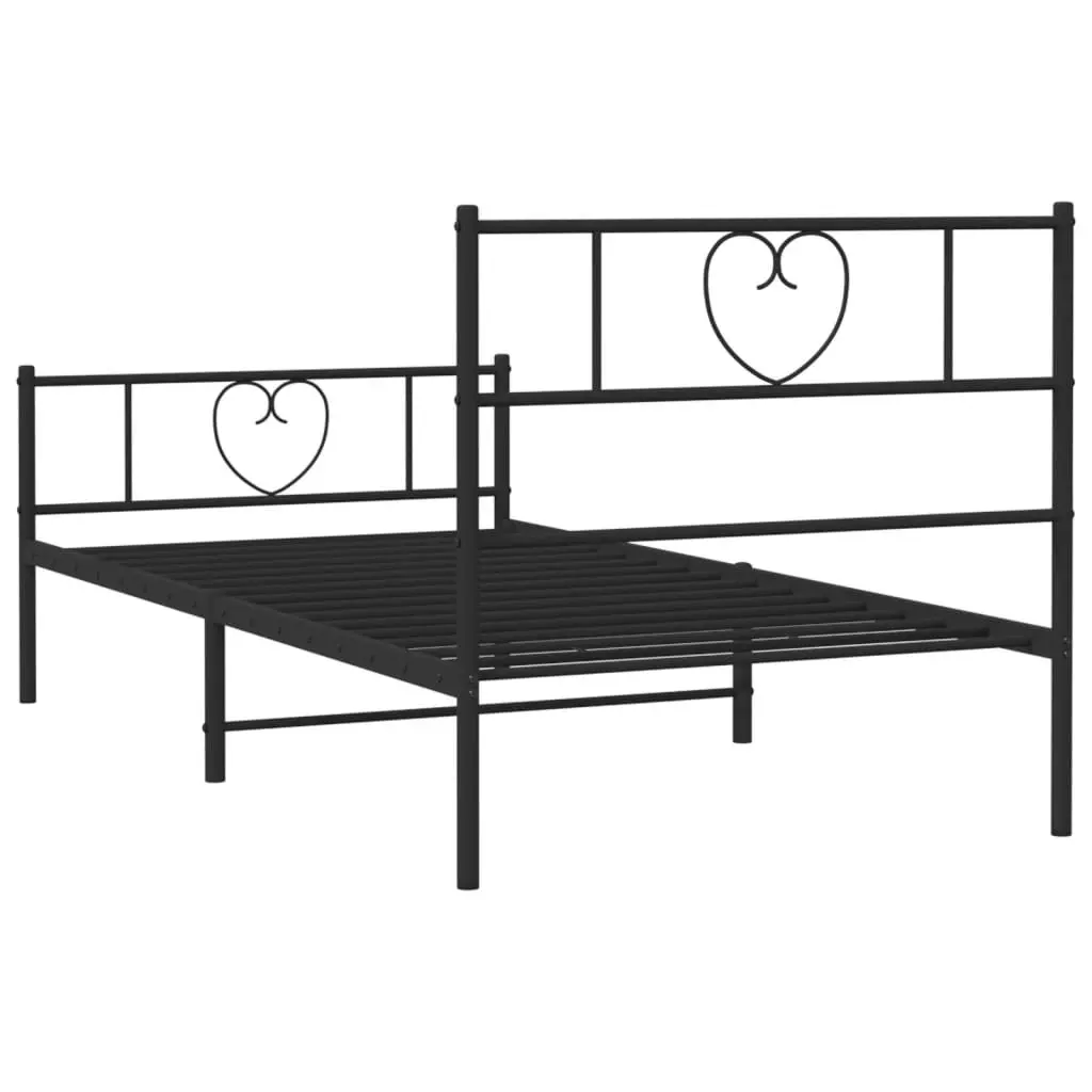 Metal Bed Frame Powder-coated Steel 107x203 cm Black