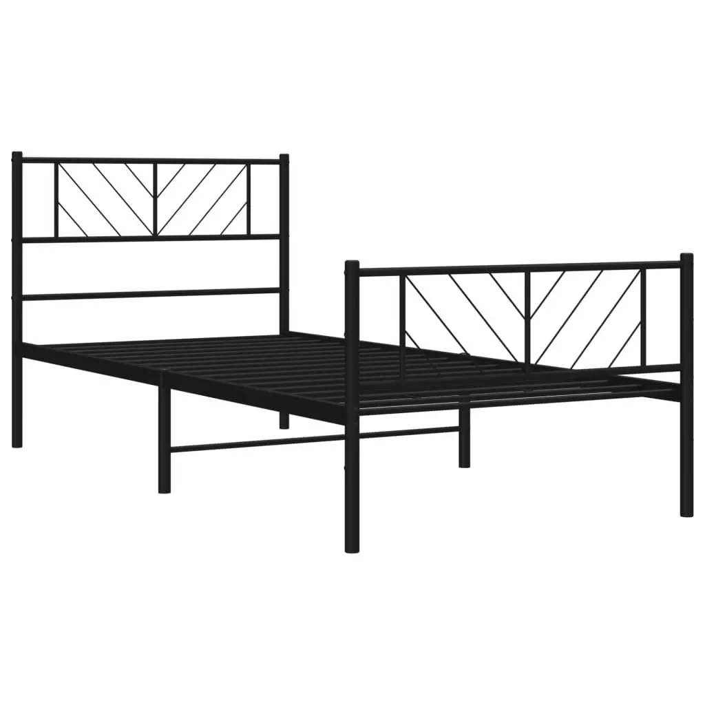 Metal Bed Frame Powder-coated Steel 107x203 cm Black