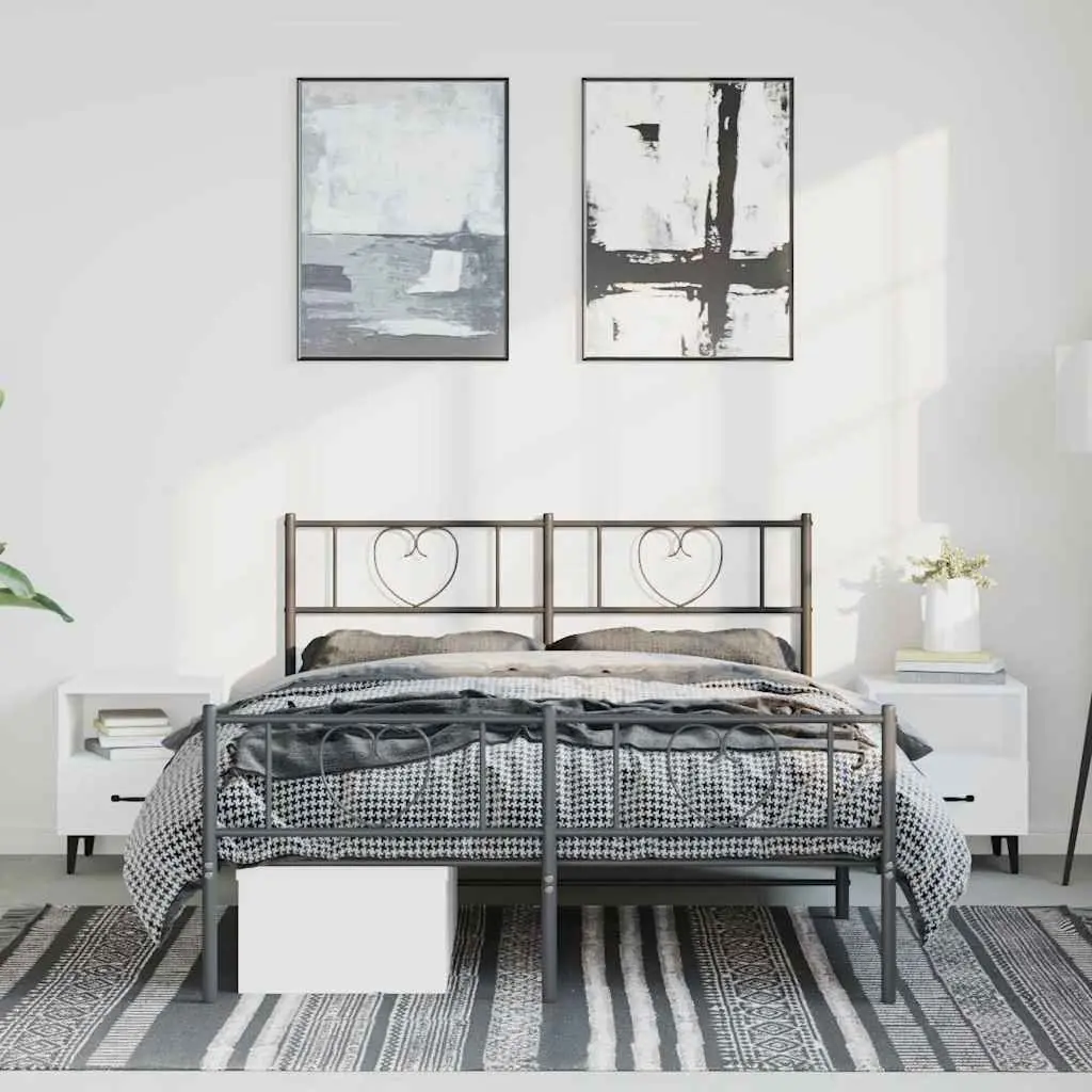 Metal Bed Frame Powder-coated Steel 135x190 cm Black