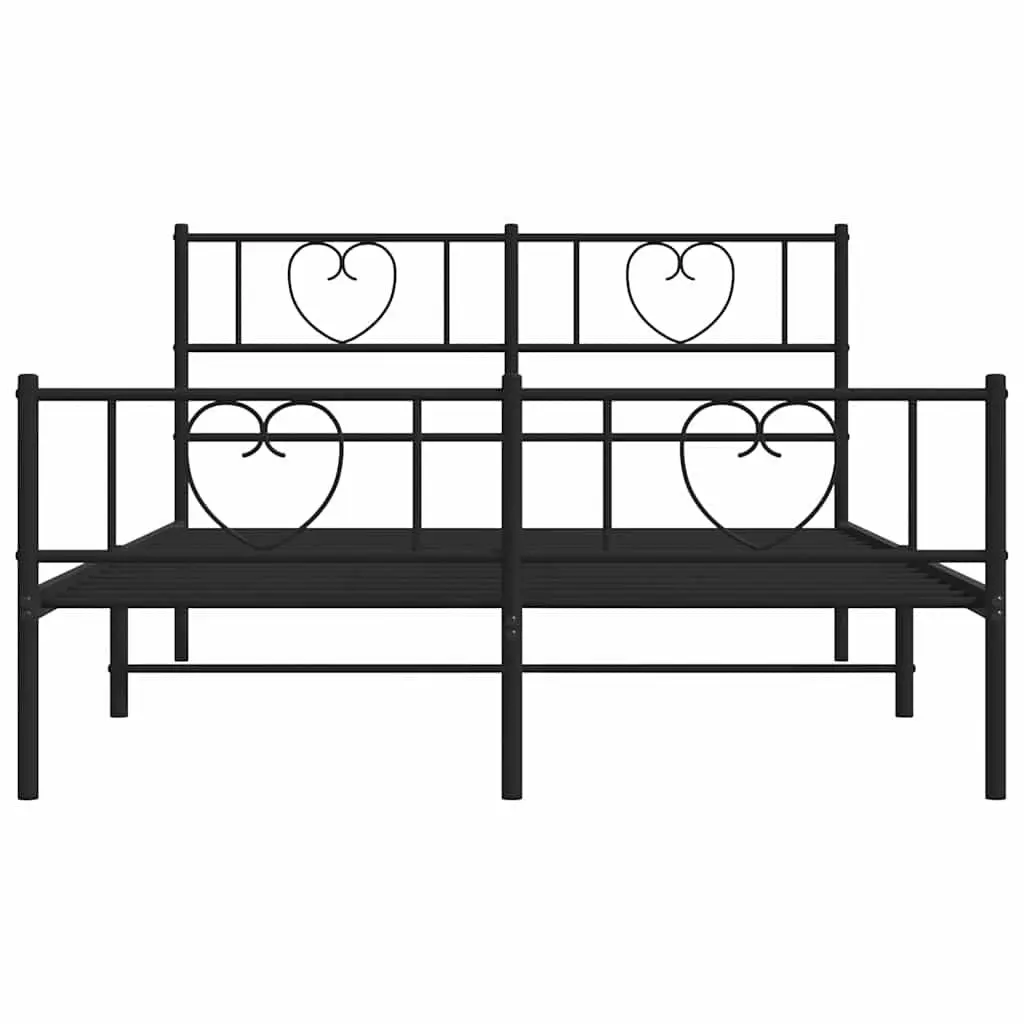 Metal Bed Frame Powder-coated Steel 135x190 cm Black