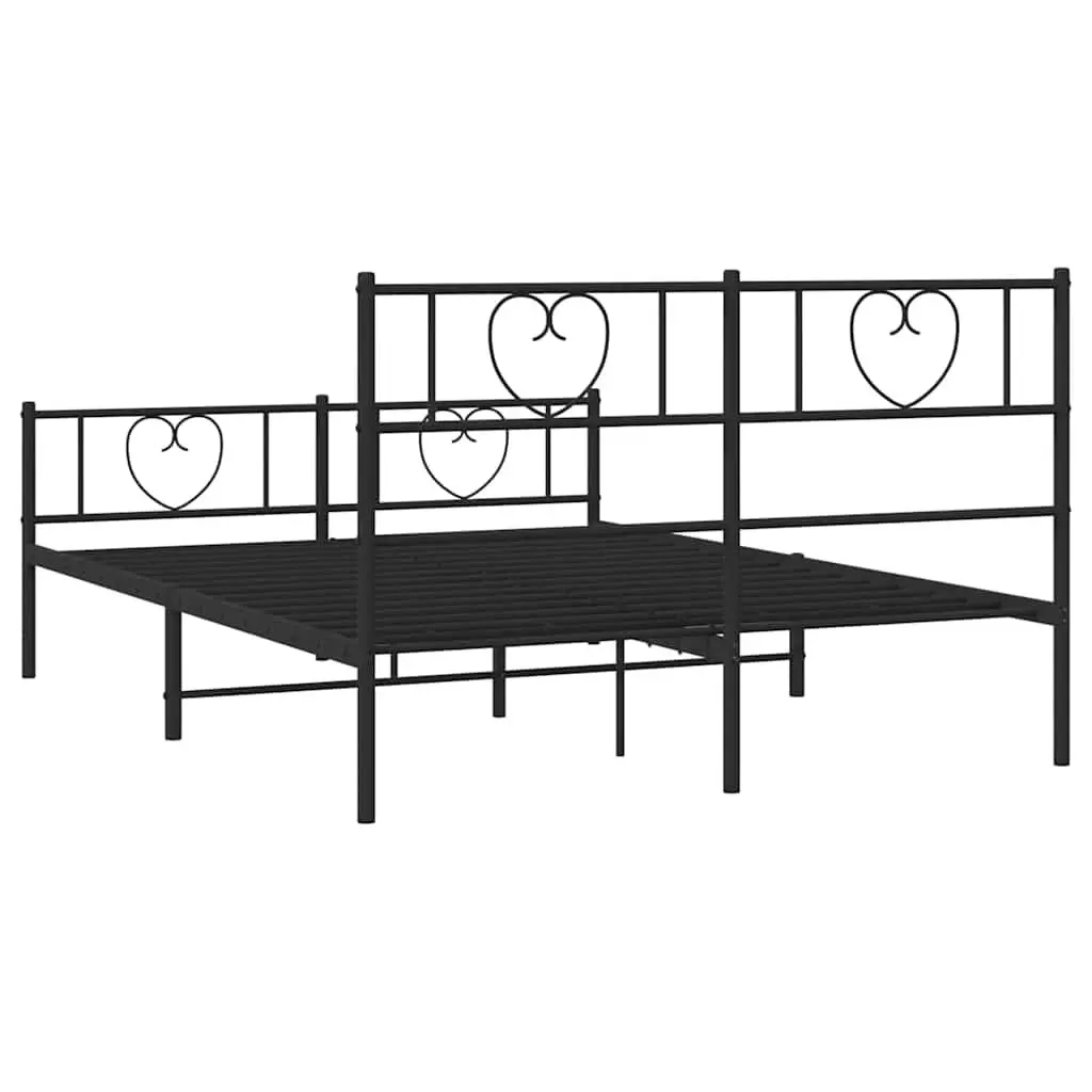 Metal Bed Frame Powder-coated Steel 135x190 cm Black
