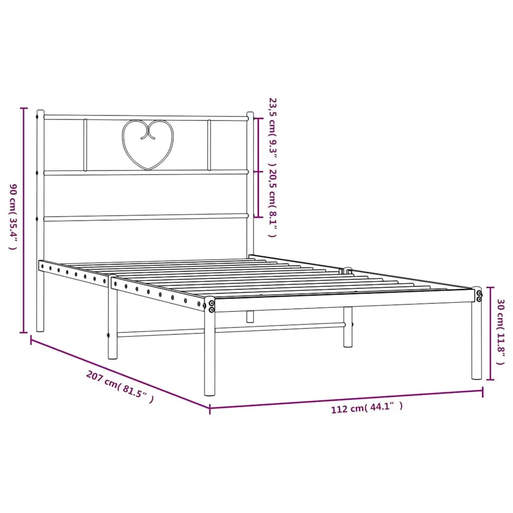 White Metal Bed Frame King Single 107x203 cm