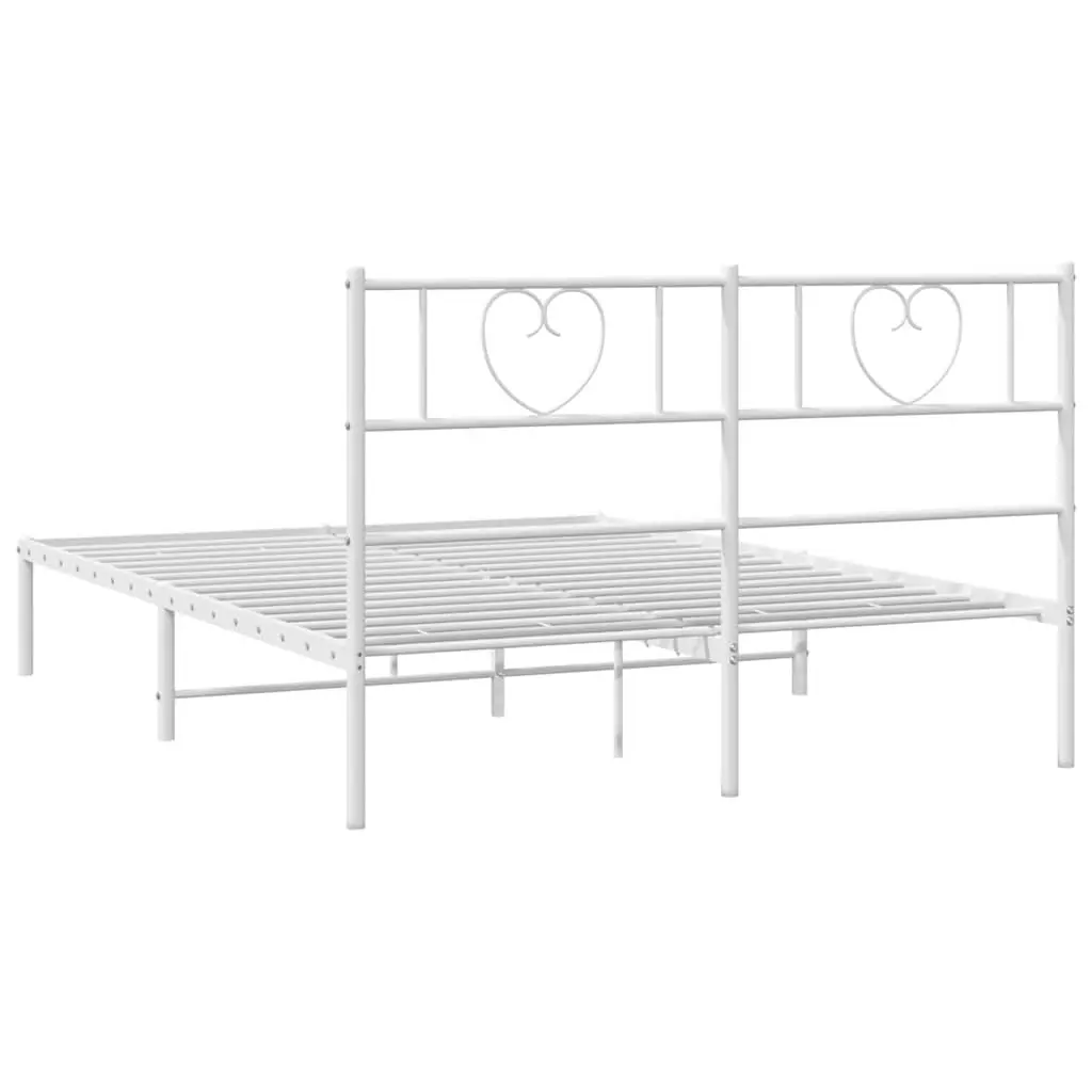 Metal Bed Frame Powder-coated Steel 150x200 cm White