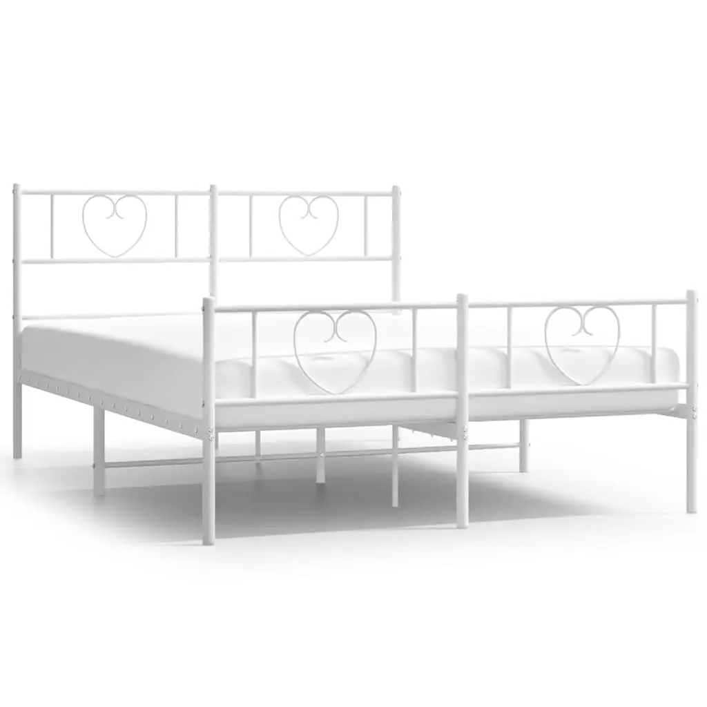 Metal Bed Frame Powder-coated Steel 150x200 cm White