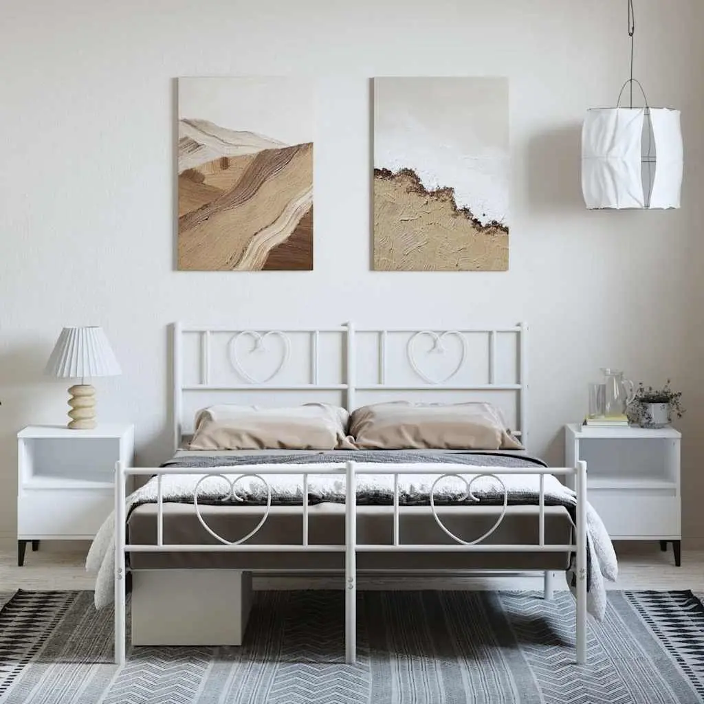 Metal Bed Frame Powder-coated Steel 150x200 cm White