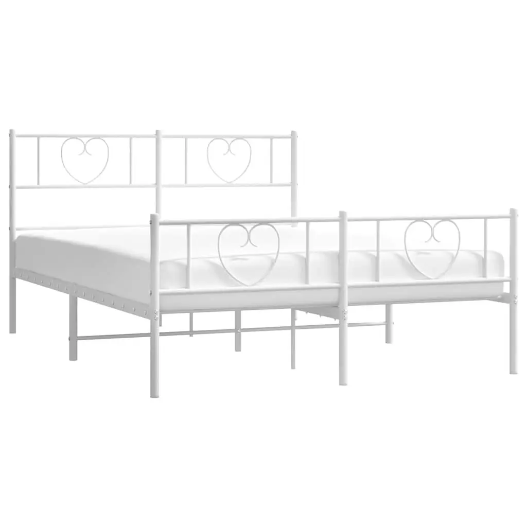 Metal Bed Frame Powder-coated Steel 150x200 cm White