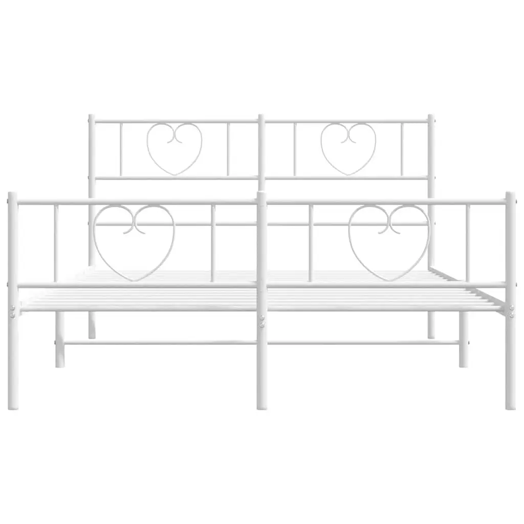 Metal Bed Frame Powder-coated Steel 150x200 cm White