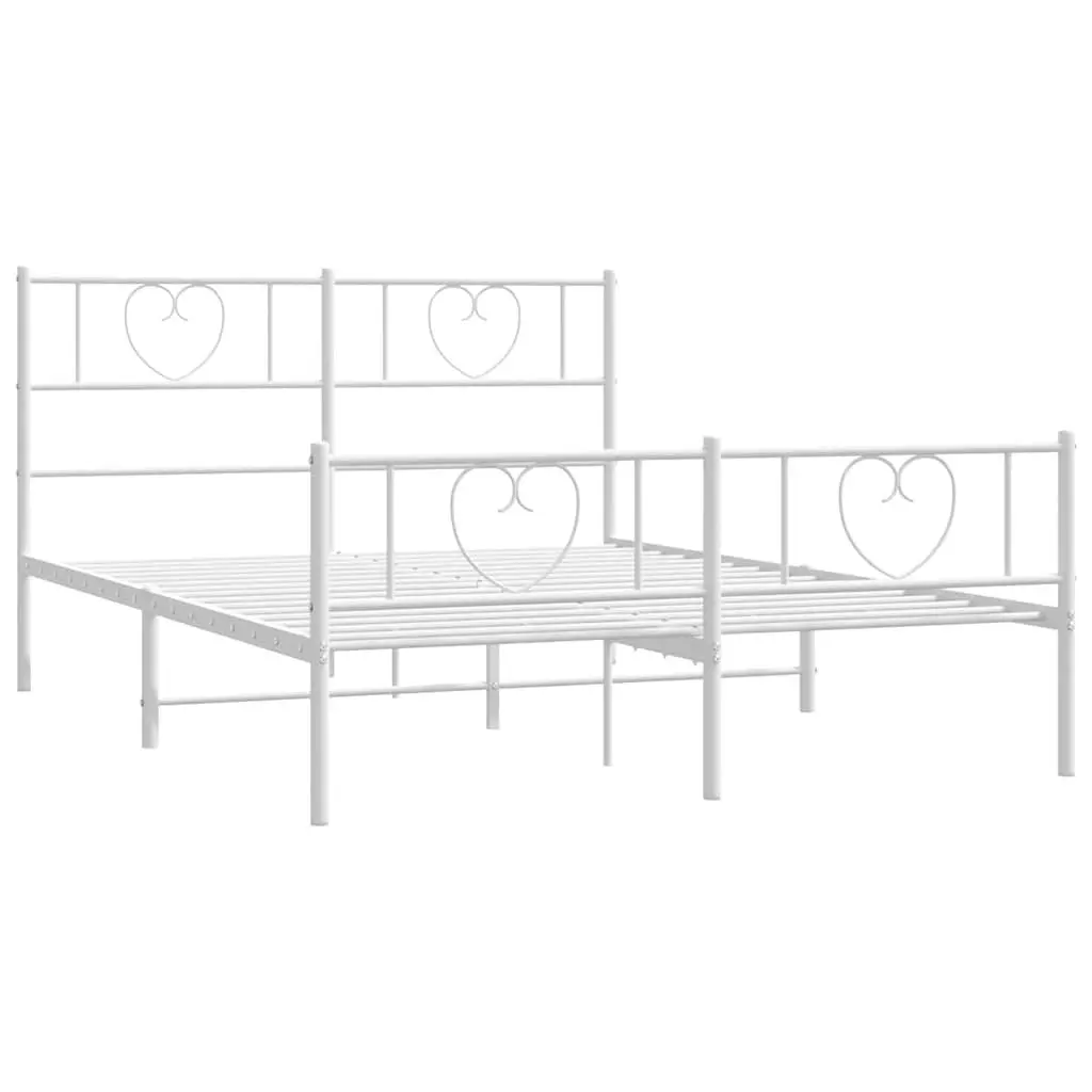 Metal Bed Frame Powder-coated Steel 150x200 cm White