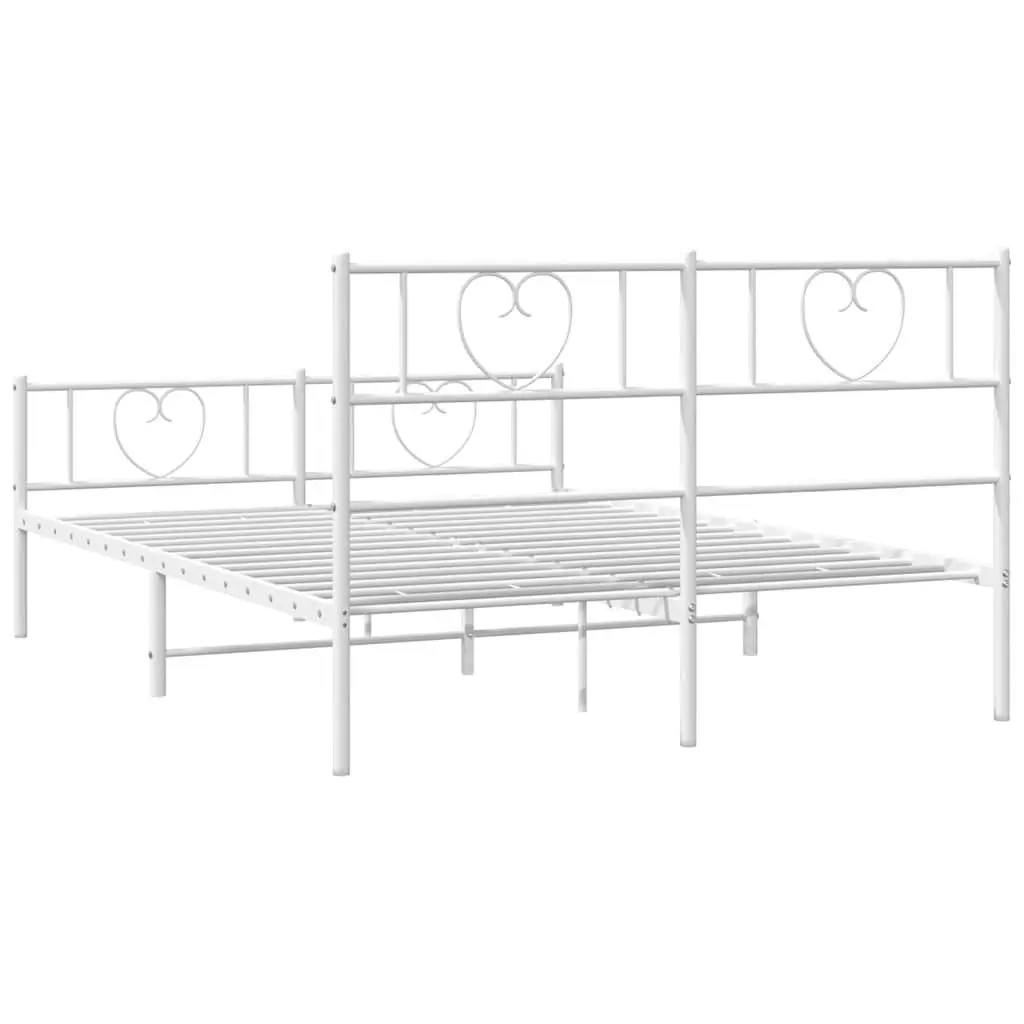 Metal Bed Frame Powder-coated Steel 150x200 cm White