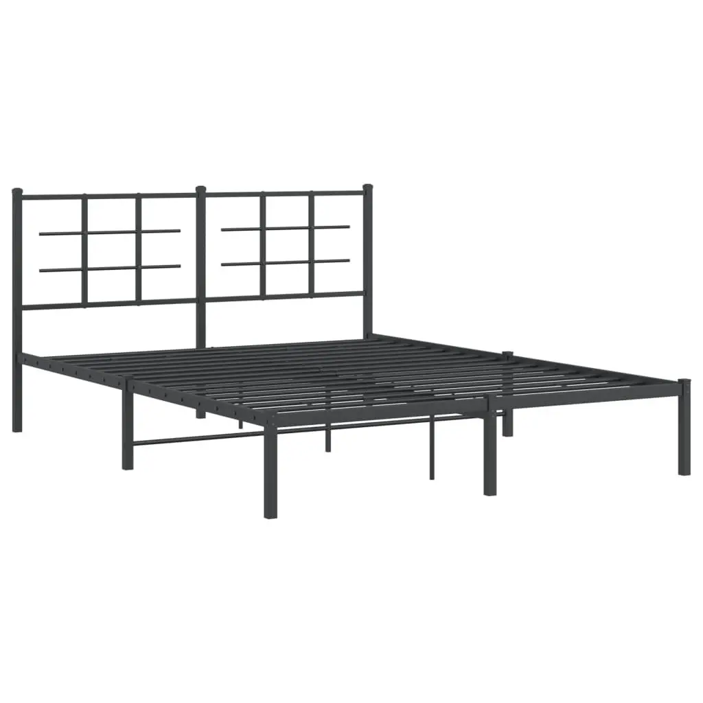 Black Metal Bed Frame with Headboard 150x200 cm