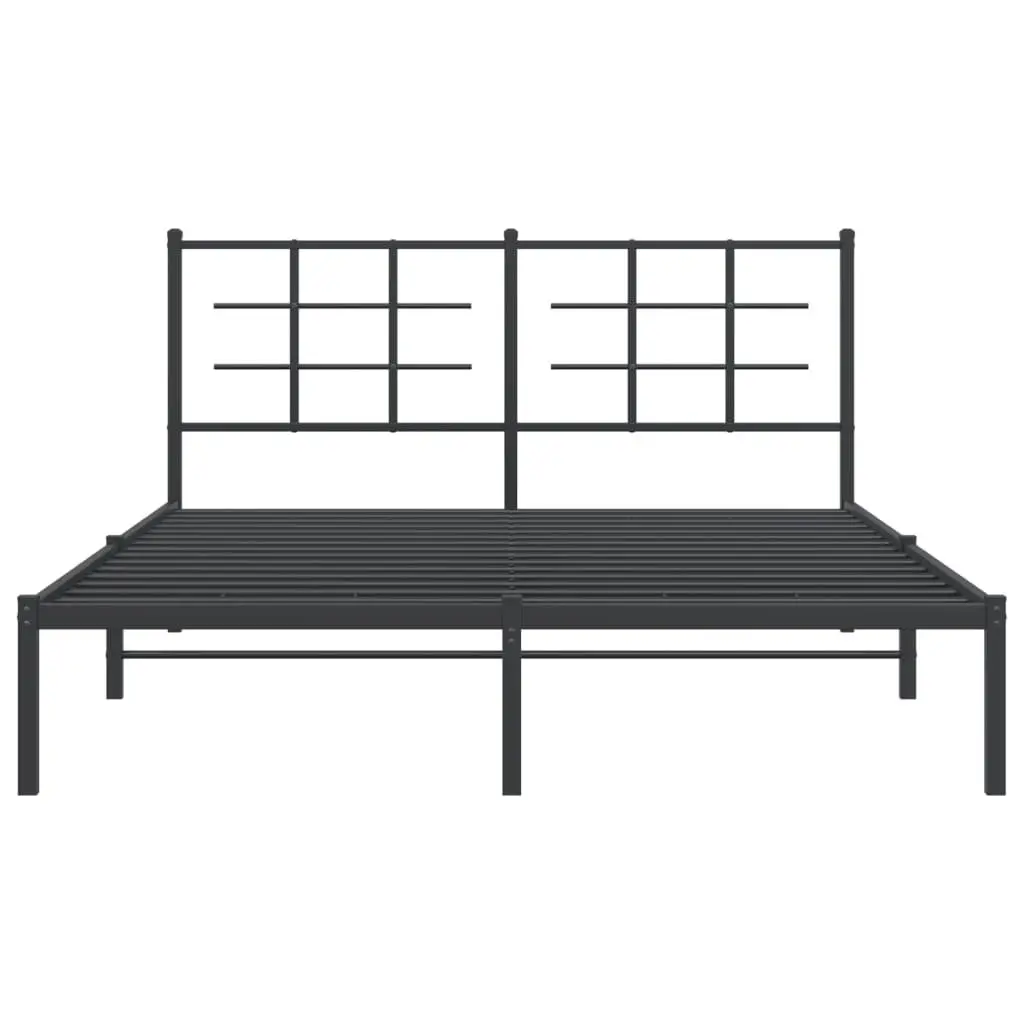 Black Metal Bed Frame with Headboard 150x200 cm