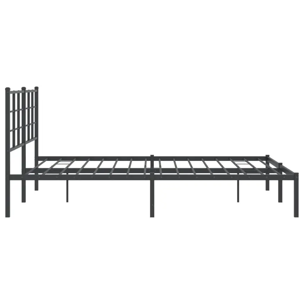 Black Metal Bed Frame with Headboard 150x200 cm