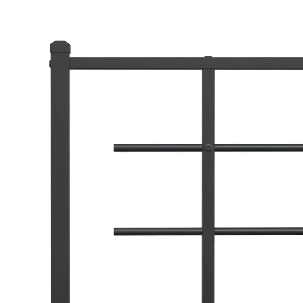 Black Metal Bed Frame with Headboard 150x200 cm