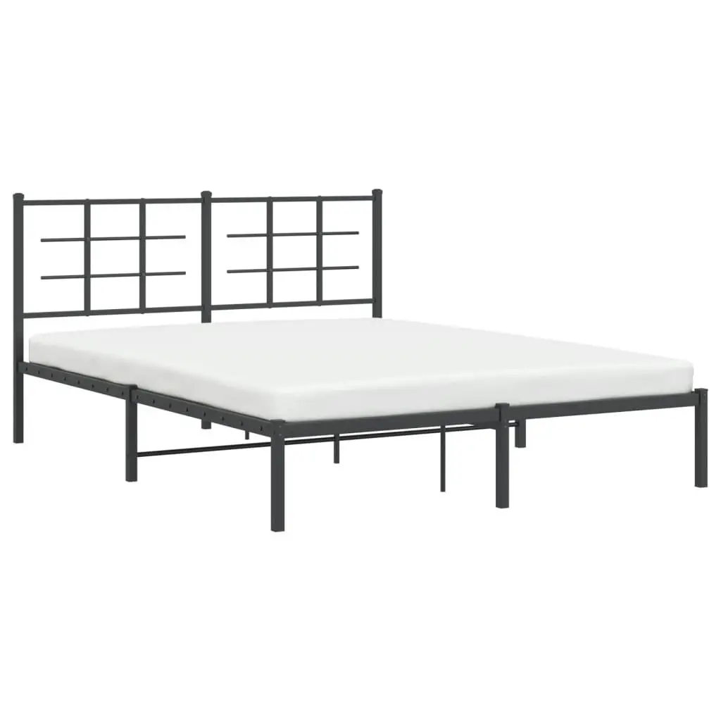 Black Metal Bed Frame with Headboard 150x200 cm