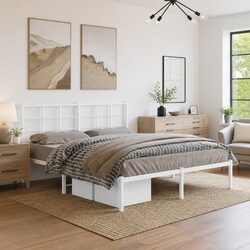 Sturdy Metal Bed Frame 150x200 cm with Elegant Headboard