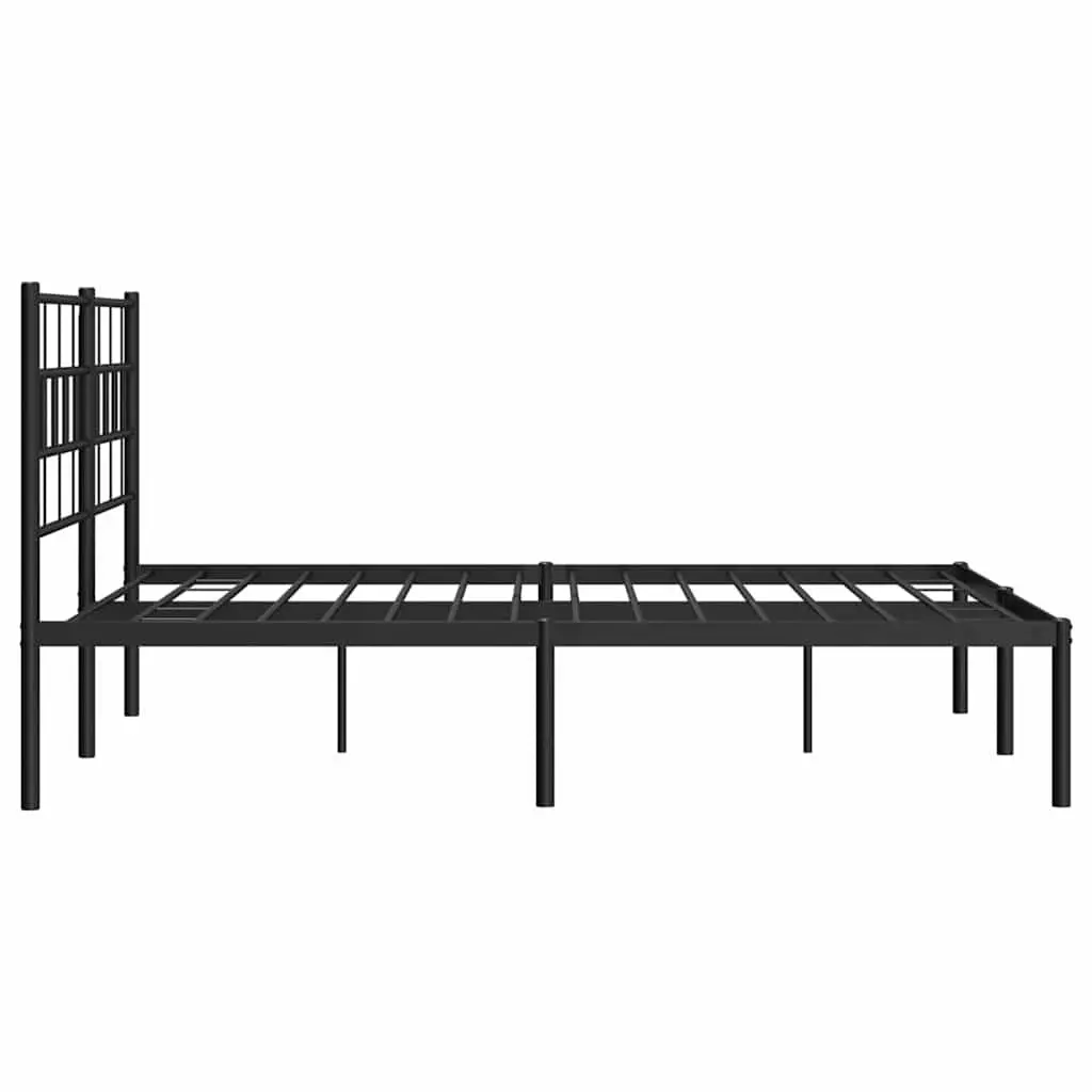 Black Steel Bed Frame 150x200 cm with Headboard