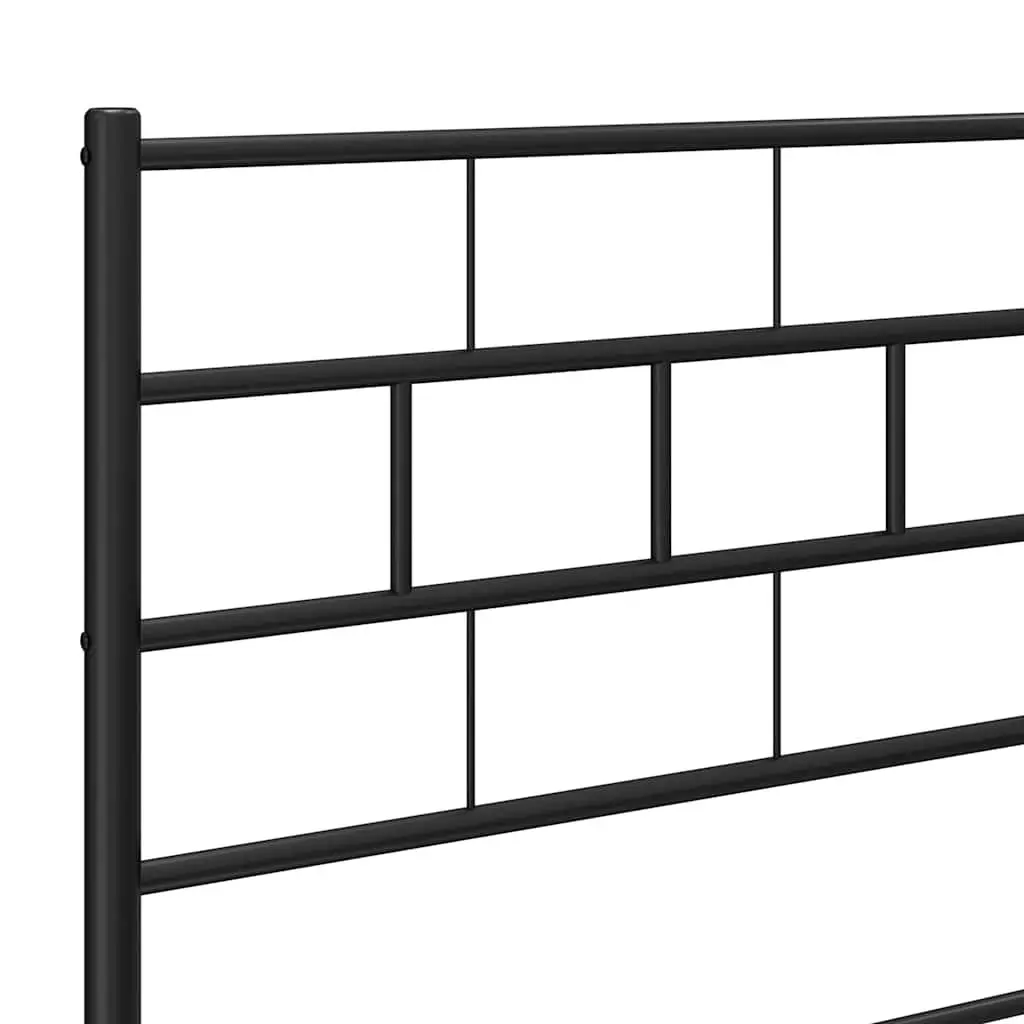 Black Steel Bed Frame 150x200 cm with Headboard