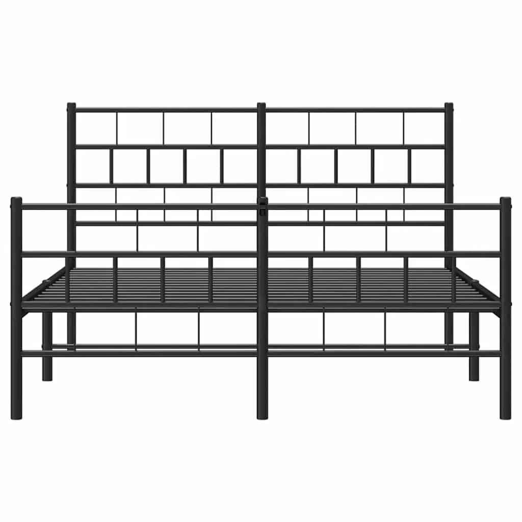 Black Metal Bed Frame 135x190 cm with Footboard