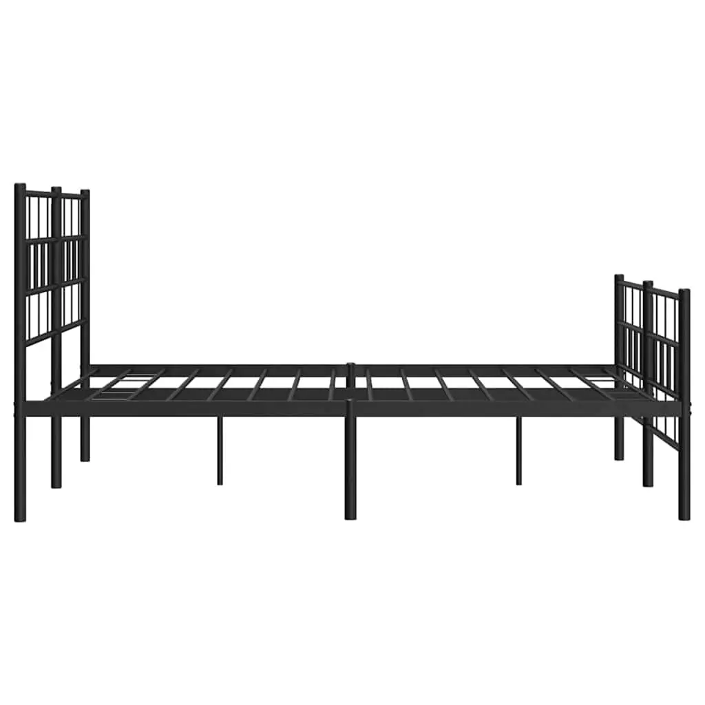 Black Metal Bed Frame 135x190 cm with Footboard