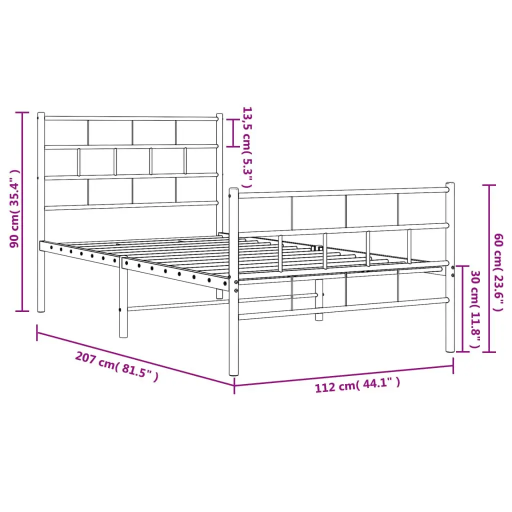 Powder Coated Steel King Single Metal Bed Frame