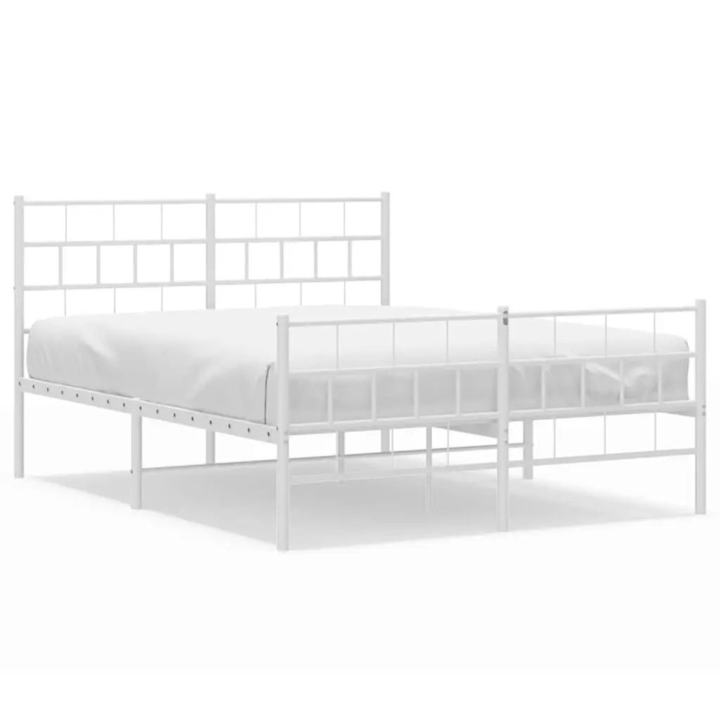 Metal Bed Frame Powder-coated Steel 150x200 cm White