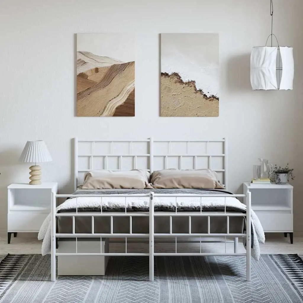 Metal Bed Frame Powder-coated Steel 150x200 cm White