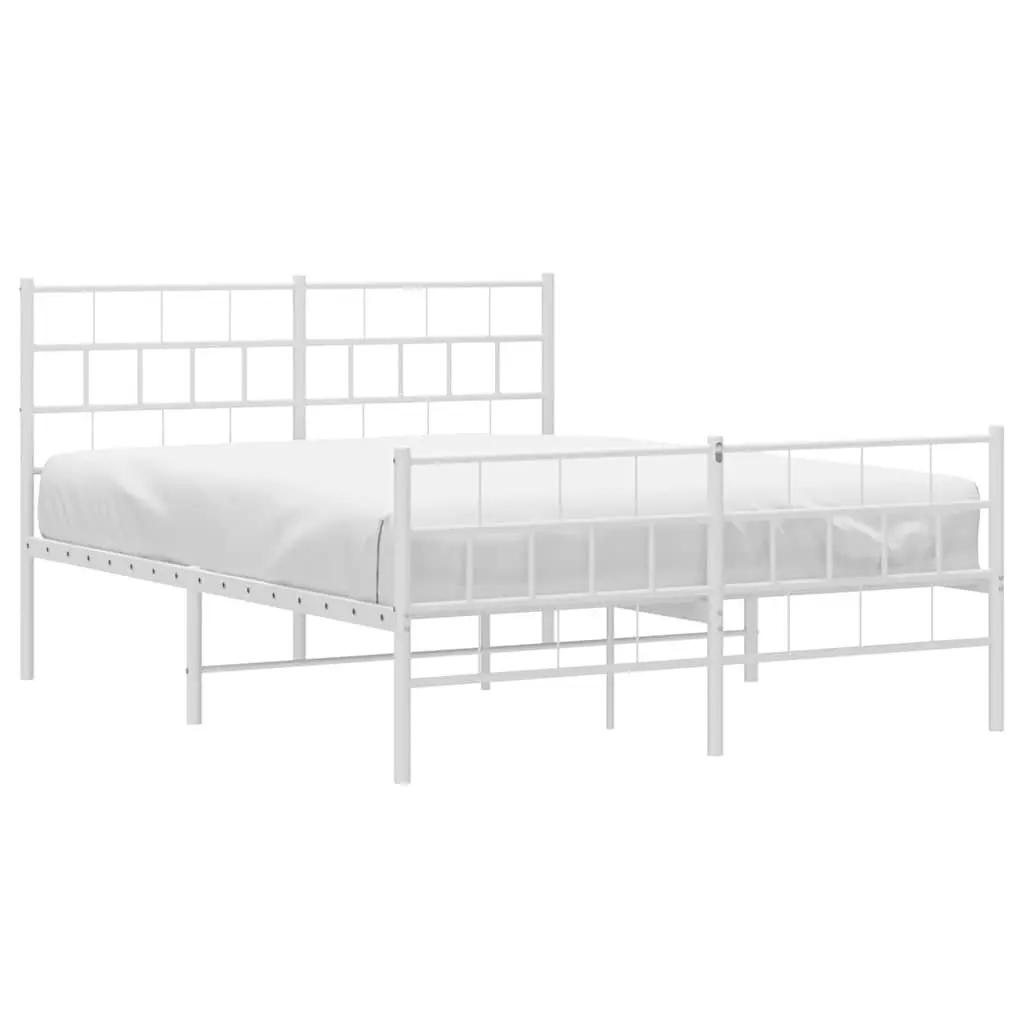 Metal Bed Frame Powder-coated Steel 150x200 cm White