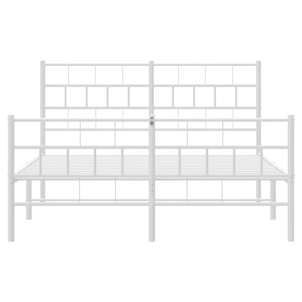 Metal Bed Frame Powder-coated Steel 150x200 cm White