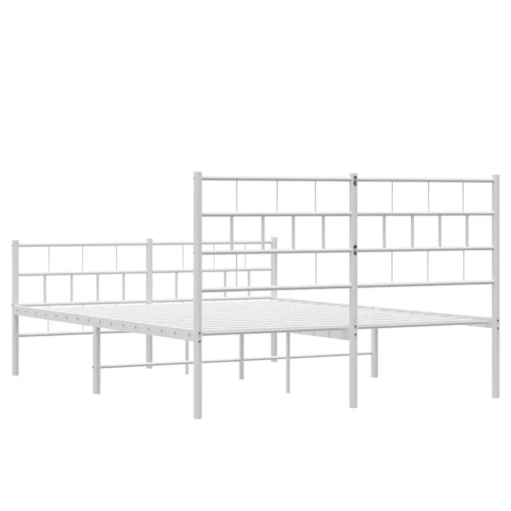 Metal Bed Frame Powder-coated Steel 150x200 cm White