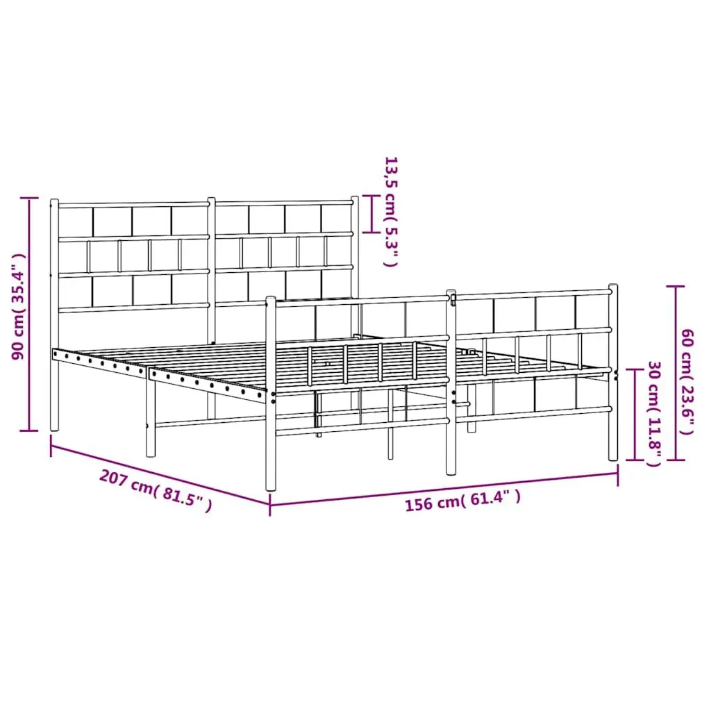 Metal Bed Frame Powder-coated Steel 150x200 cm White