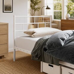 Durable White Metal Headboard 90cm Steel Frame