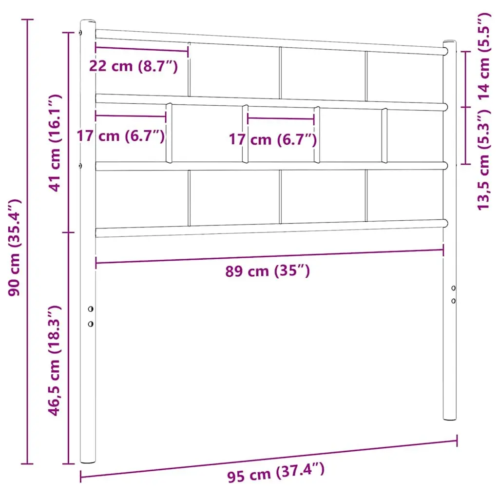 White Metal Headboard 90cm Steel Frame