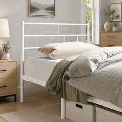Stylish White Metal Headboard 107cm for Bed Frames