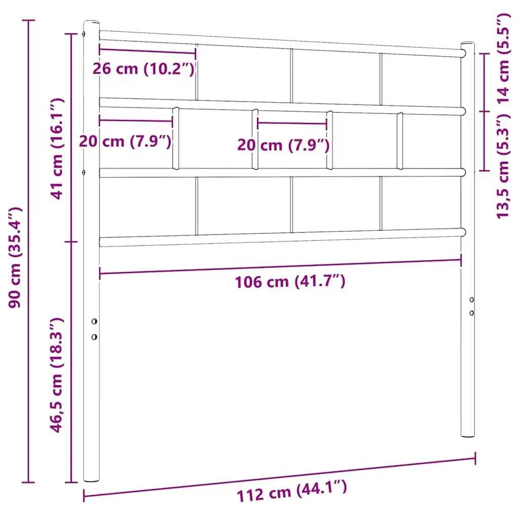 White Metal Headboard 107cm for Bed Frames