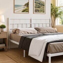 Stylish Metal Headboard in White for 150cm Bed Frame
