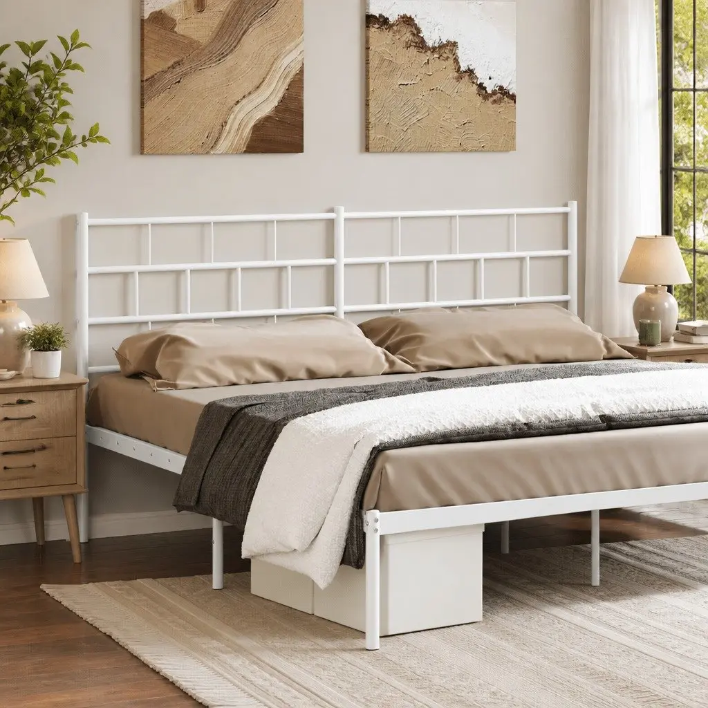 White Metal Headboard 180cm for Bed Frame